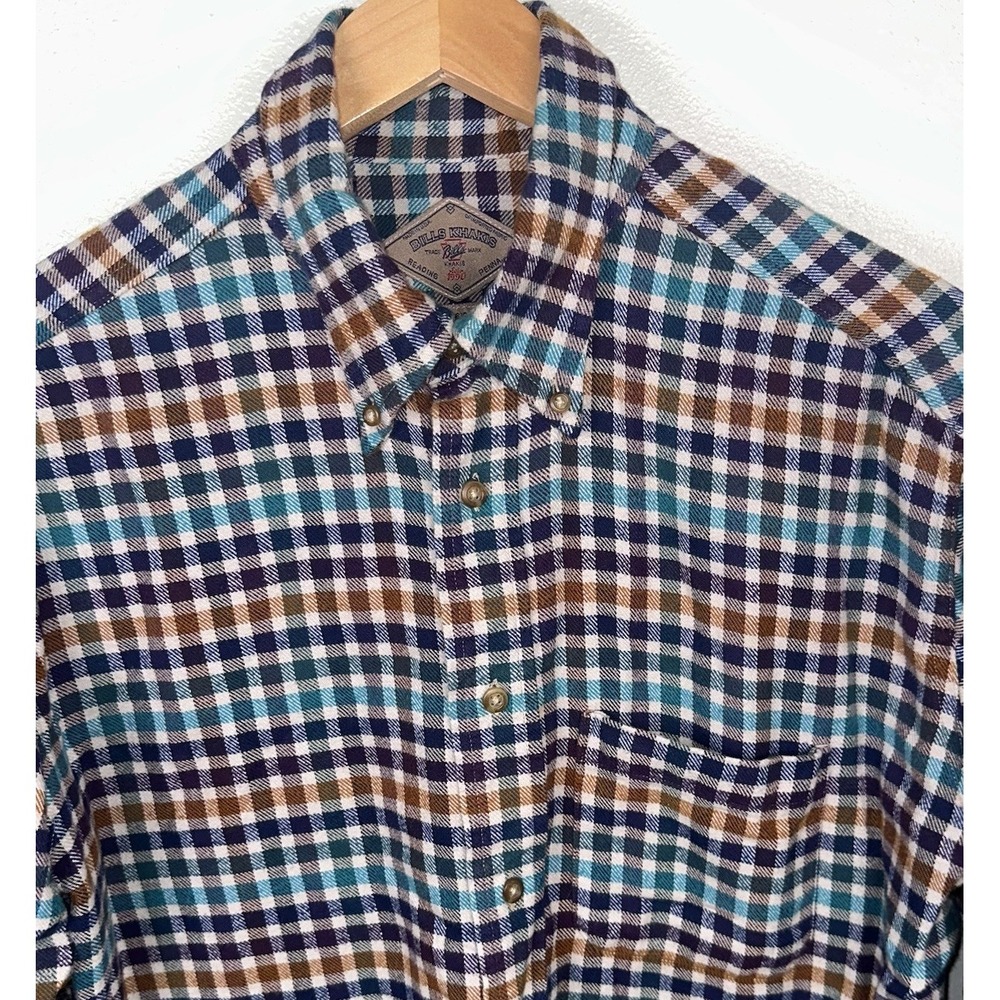 Bills Khakis Classic Fit Plaid Check Flannel Button Down Mens Large Pocket